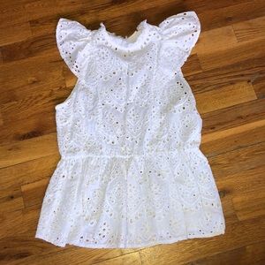 White eyelet top